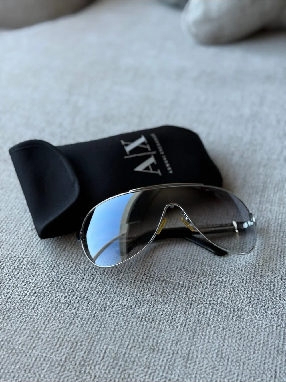 Armani Exchange AX052/S Aviator Sunglasses Silver Frame Gray Tinted